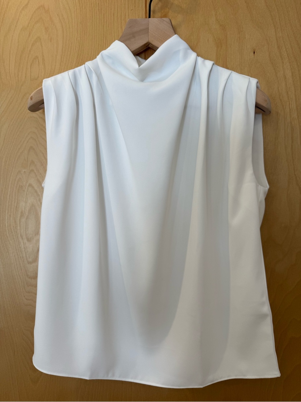 Amanda Uprichard Ivory Sleeveless Draped Mock Neck Top